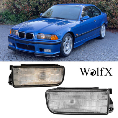 Pair Fog Lights For BMW M3 E36 3 Series Clear Glass Lens Driving Lamp Left+Right