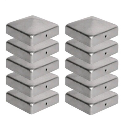11x Post Caps for Fence Posts (70 x 70 mm) Galvanised Steel Pyramid ...