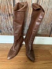 vintage brown Leather heeled boots 6.5