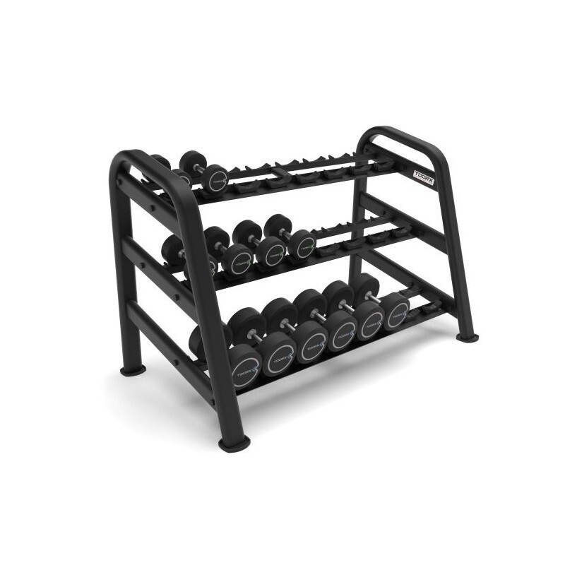 Toorx Rastrelliera Porta Manubri Professionale 3 Ripiani Rack per Pesi Palestra