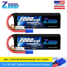 2x Zeee 3S LiPo Battery 7000mAh 11.1V 100C EC5 for RC Car Airplane Helicopter