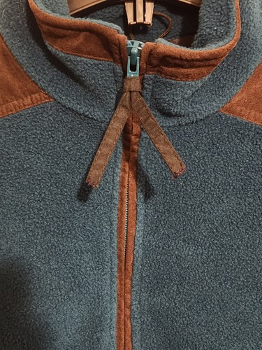 L.L. Bean Fleece half zip teal and brown vintage Women's Large Jacket - Picture 4 of 7