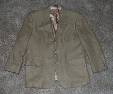 Oscar de la Renta Men's Silk / Wool Sport Coat Blazer Jacket Tan Houndstooth 42S