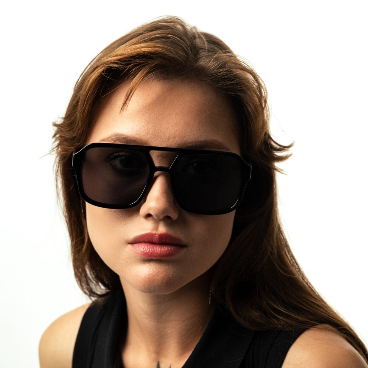 New Black Aviator Sunglasses Womens Mens Vintage Plastic Frame Shades New Dark Black Plastic Frame Shades Aviator Large Square  main image 4