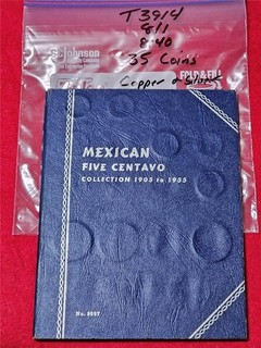 WHITMAN ALBUM OF MEXICAN FIVE CENTAVO 1905 55 35 COINS CIRC #T3914