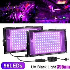 395nm UV LED Black Light 2pcs 96LED Ultraviolet Floodlight for Party DJ Stage
