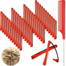 Red Heatless Hair Perm Rods - 48 Short Cold Wave Rods for Beautiful Curly Styles