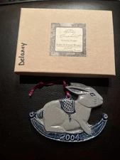 ROWE  POTTERY WORKS 2004 CHRISTMAS ROCKING RABBIT ORNAMENT MINT WITH BOX