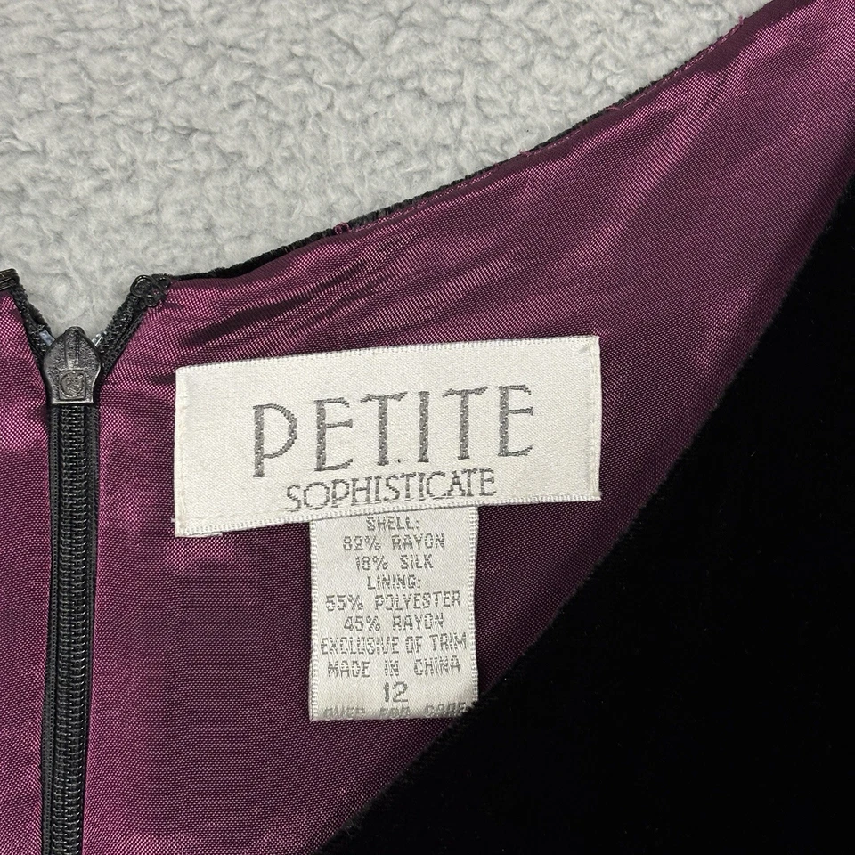 Sophisticate Sheath Velvet Dress Rayon Silk Blend Sheath Embellishments size 12 - Imagem 3 de 4