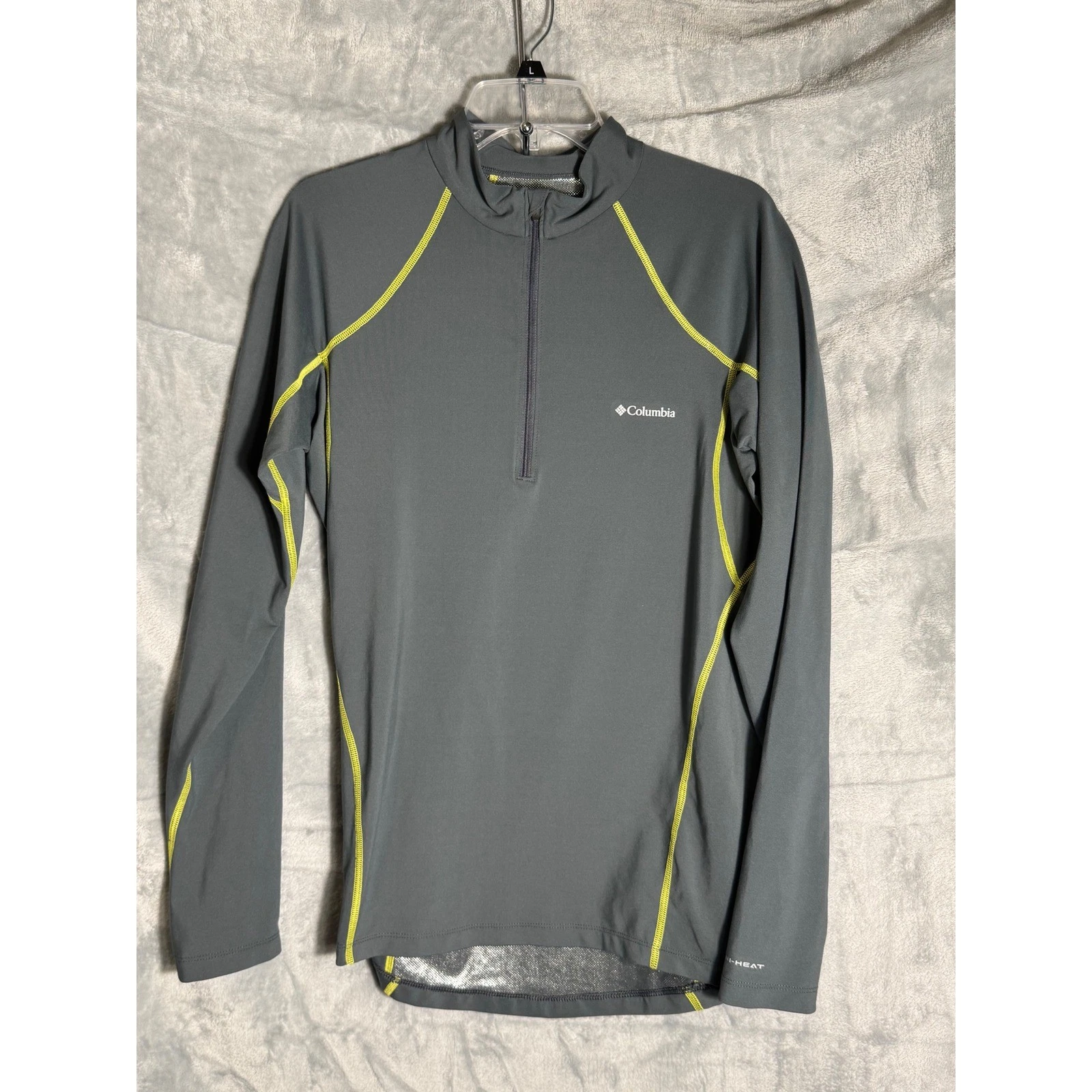 Columbia Omni Heat Womens Large Grey Green Quarter Zip Pullover Base Layer