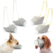 Dog Air Respirator Filter Mask - Adjustable Reusable Muzzle for S M, Grey