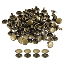 100 Sets Leather Rivets 9mm Double Cap Rivets 8mm Height Studs Bronze