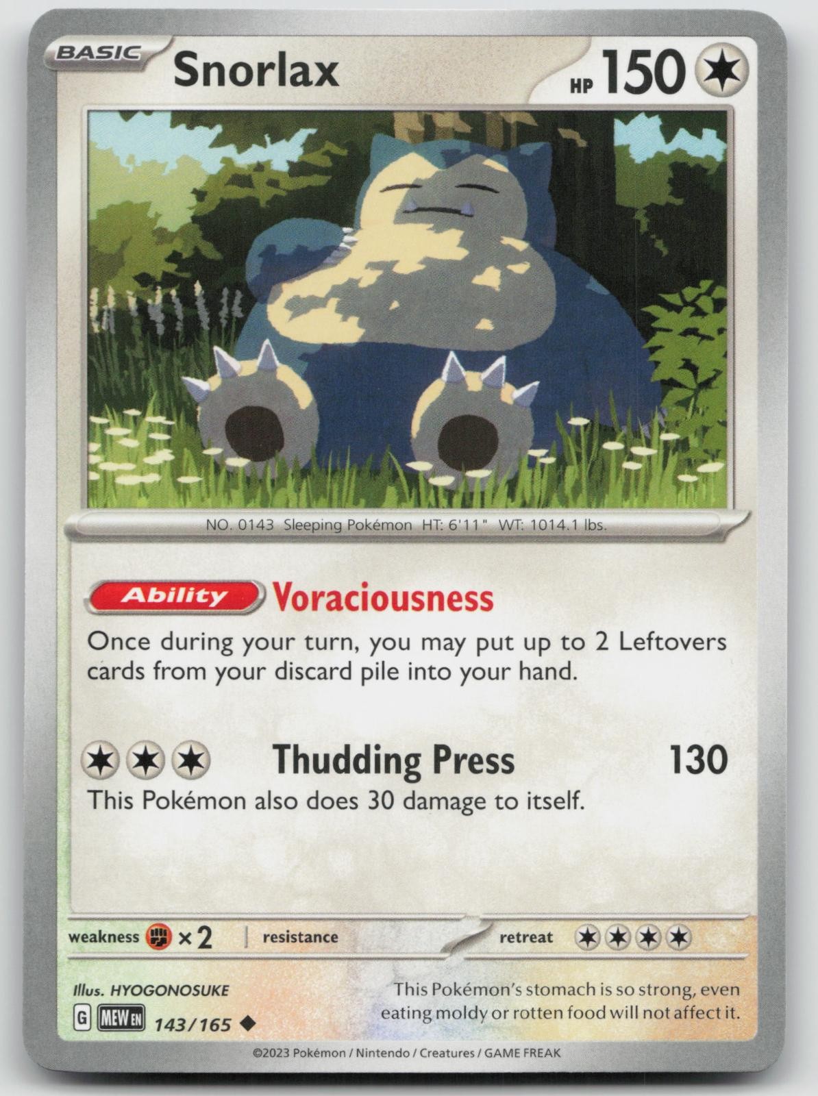 Snorlax 143/165 151 Pokemon NM Uncommon