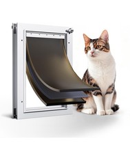 Cat Door Interior Door All Aluminum White 3 Flaps, ExteriorDoor Small,upto 22lbs