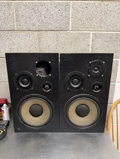 Hitachi HS-335R Vintage 3-Way Speakers Pair Untested 1 Tweeter Missing Japan