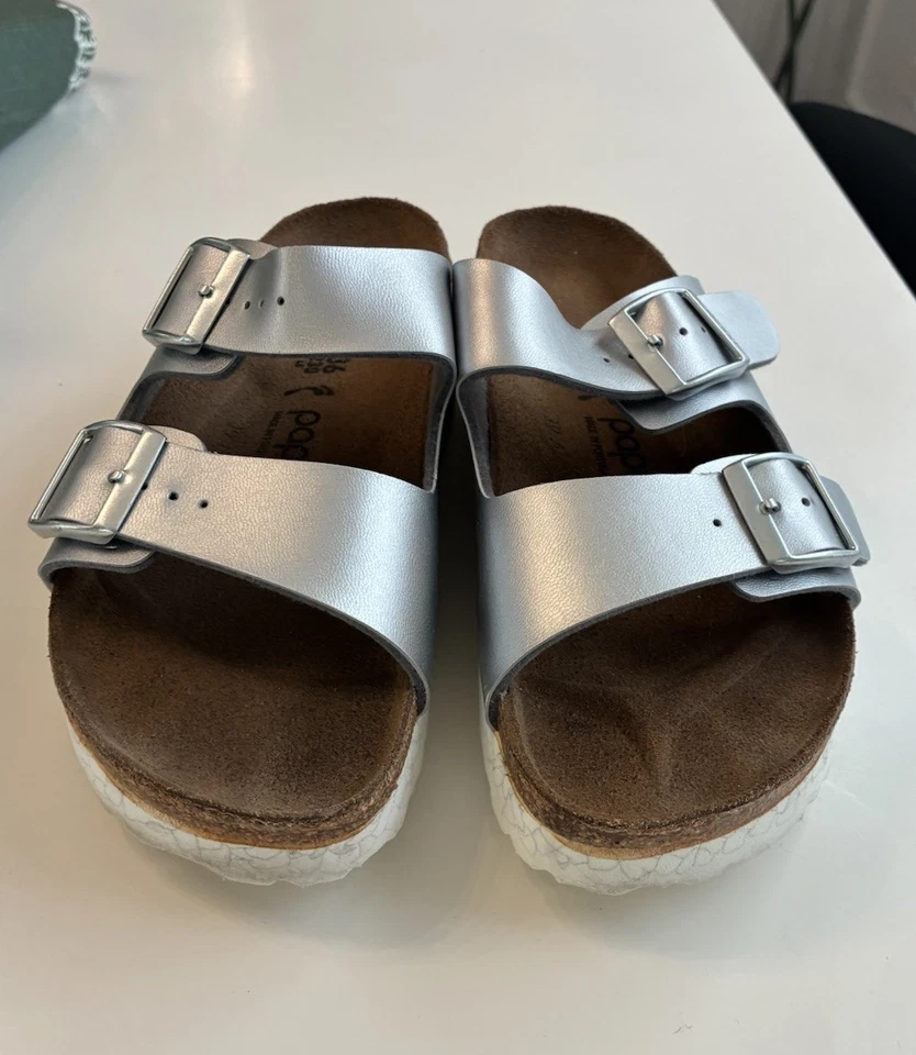 Sandalias de plataforma plateadas para mujer Papillio by Birkenstock talla 36 Foto 3 de 4