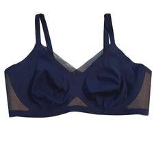 Honeylove Size L Lace Inset Crossover Wireless Bra Wirefree Navy Blue