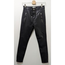ZARA Black High Rise Wax Trousers Women's Size 6