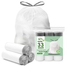 15 Gallon Trash Bags Drawstring,Tall Kitchen Trash Bags,50 Liter White Garbag
