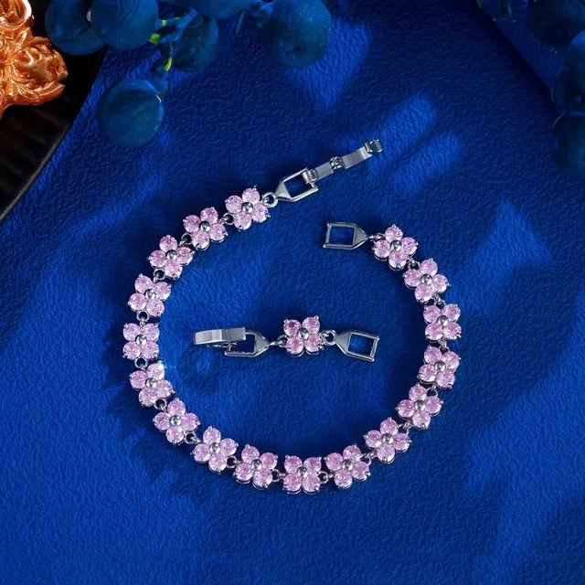 Brazalete Tenis Zafiro Rosa Creado en Laboratorio Corte Redondo 15Ct Chapado en Oro Blanco 14K Foto 4 de 4