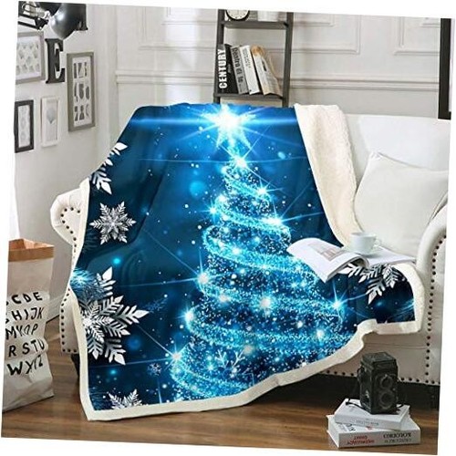 Christmas Bed Blanket Throw Boys Girls Blue Xmas Throw( 50"x60") Multi 106