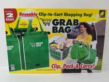 Grab Bag Set Of 2 Shopping Bag Clip To Cart Reusable Pack And Carry
