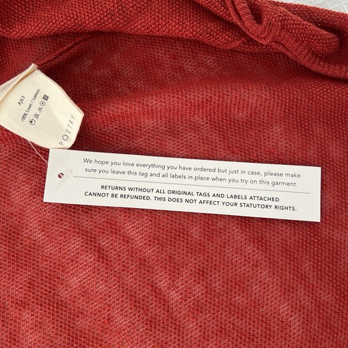 Poetry London 100% Linen Cardigan Womens Sz 2 Brick Red  Oversized Lagenlook NEW - Picture 9 of 14