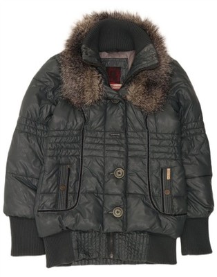 Khujo Damen wattierte Jacke UK 14 Large grün Nylon CF09