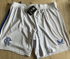 BNWT Glasgow Rangers FC Light Grey/White Alternate Away Shorts (2XL)
