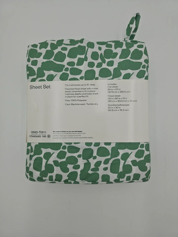 Juego de sábanas Room Essentials microfibra doble/XL doble 3 piezas verde/blanco nuevo Foto 2 de 2