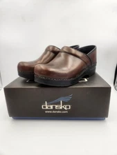 Dansko Shoes Womens 38 Dark Brown Professional Leather Clogs Slip On Nursing