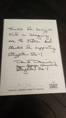 DON S. DAVIS STARGATE SG-1 GENERAL HAMMOND SIGNED AUTOGRAPHED TULSA NOTE JSA COA