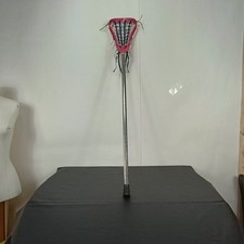 Debeer Triax 6000 Aluminum Girls Lacrosse Stick 44" Pink W/Blue Leather Strings