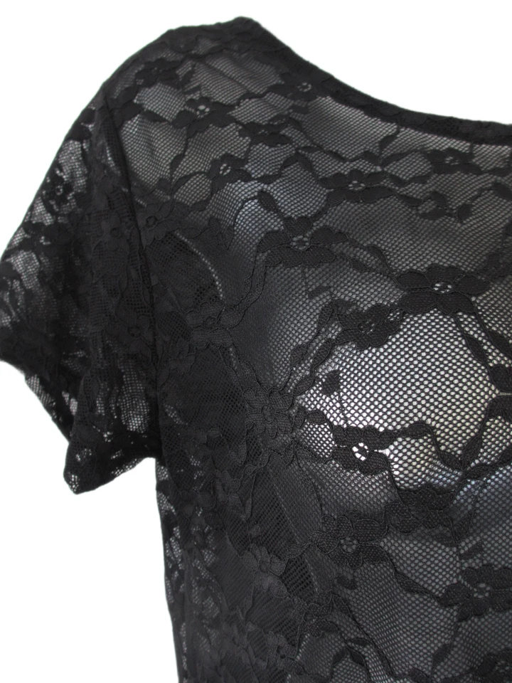 Vestido sin Mangas Negro de Encaje para Mujer L VER A TRAVÉS Maxi Transparente Capricho Brujo Largo Foto 4 de 4