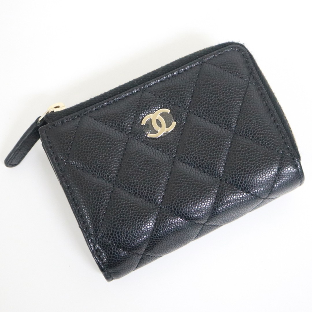 Chanel Caviar Skin Trifold Wallet Ap3177 Kt13842Ko Black