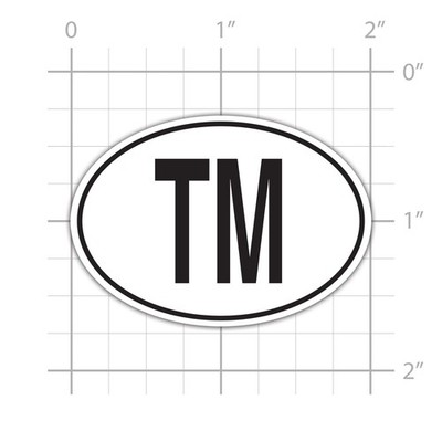 TM Turkmenistan Country Code Euro Oval Sticker for water bottle phone tumbler