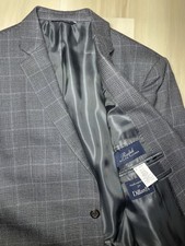 Ralph Ralph Lauren Men's 40R Blazer Sport Coat Silk Wool Grey Blue Plaid Casual