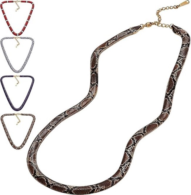 Punk Style Bendable Snake Choker Serpent Statement Flat Chain Collar Necklace