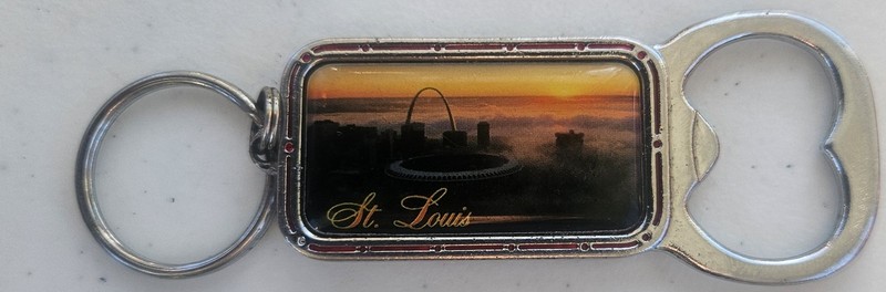 vintage ST. LOUIS Mo. Metal Bottle Opener 3.75" KEY CHAIN Busch Stadium Arch 
