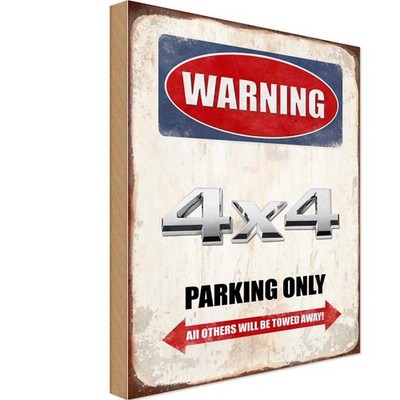 Holzschild 18x12 cm Warning 4x4 Parking only Parkplatzschild Deko Geschenk Holz 