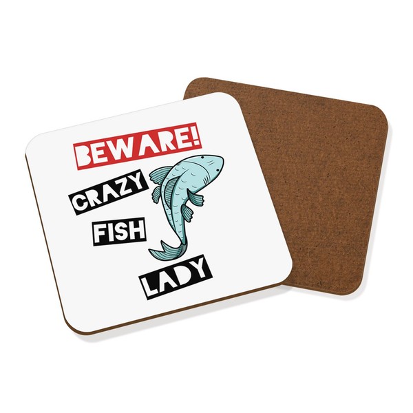 Beware VerrüCkte Fisch Damen Untersetzer GeträNke-Unterlage - Lustig Tiere-image