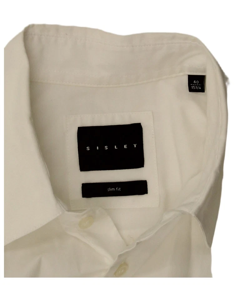 Camisa SISLEY Para Hombres Calce Ajustado Talla 40 15 3/4 Mediana Blanca DR03 Foto 4 de 4
