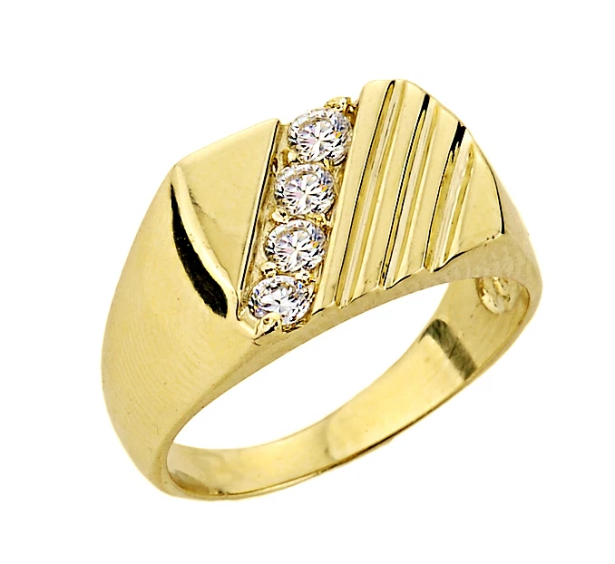 Men s 10k Solid Yellow Gold Channel Set Diamond 0.40CT Ring 3.5MM Band
