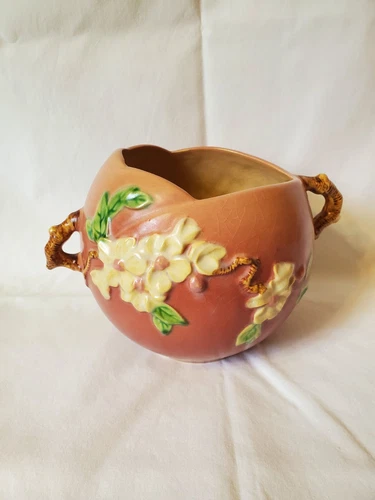 Roseville Apple Blossom Jardiniere #342-6 Great Mold and Color