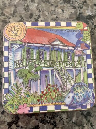 Pimpernel Caribbean Collection Set of 4 Corked Back Coasters Cayman Islands - Picture 6 of 12