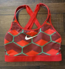 Nike Womens Team Kenya Impact Strappy Sports Bra S Red High Support Reflective