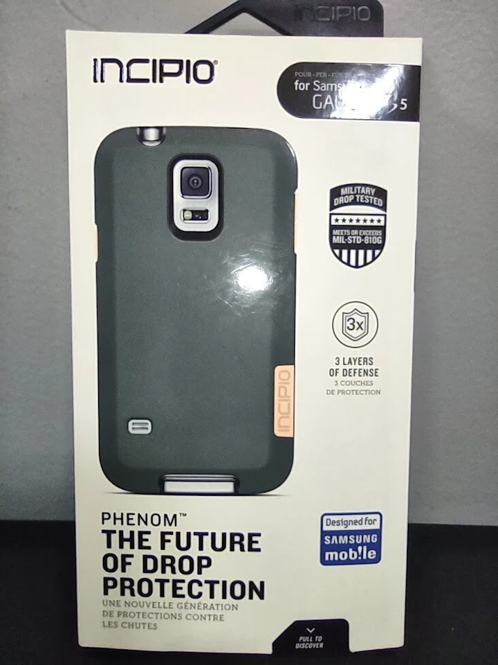 Funda protectora protectora para teléfono Incipio Phenom Samsung Galaxy S5 gris neón naranja Foto 4 de 4