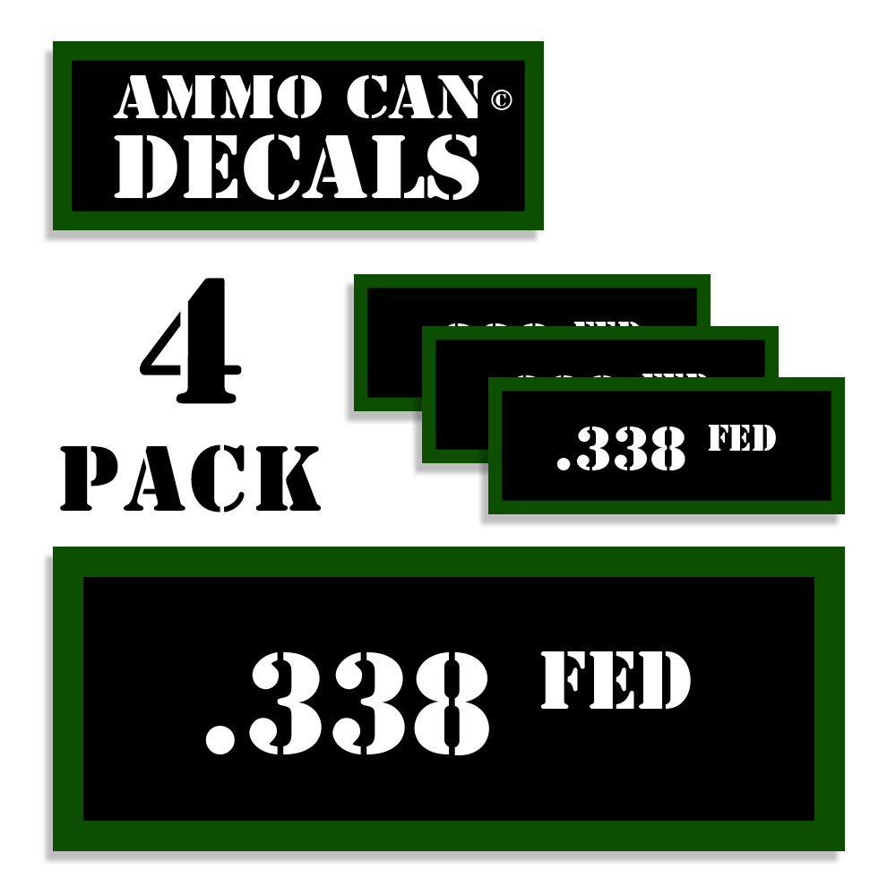 338 FED Ammo Can Labels Ammunition Case stickers decals 4 pack 3