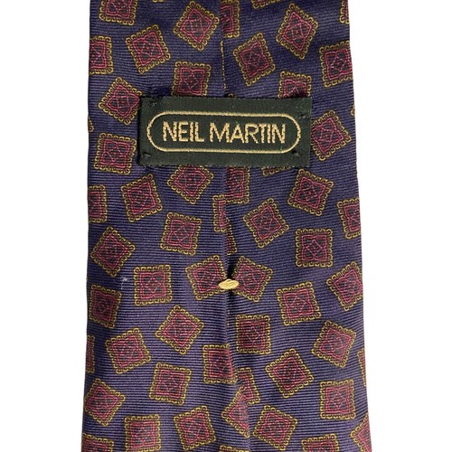#7835 Neil Martin Navy Blue with Red Squares Mens Necktie 56X3.75 - Picture 4 of 6