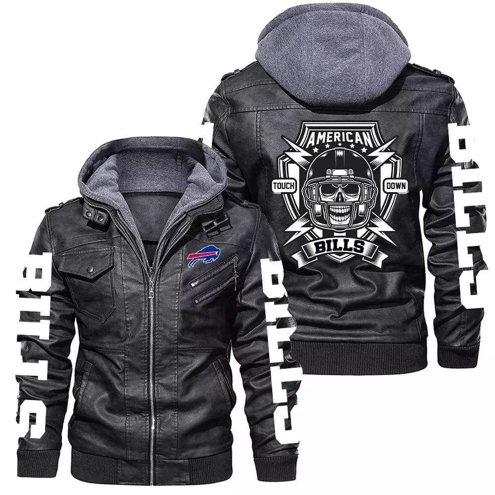 Buffalo Bills Leather Jacket Mens Bomber Vintage Motorcycle